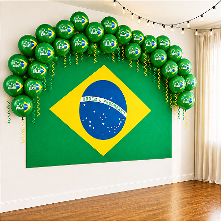 Kit Festa Brasil Decoração Aniversário Eventos Painel+Balão