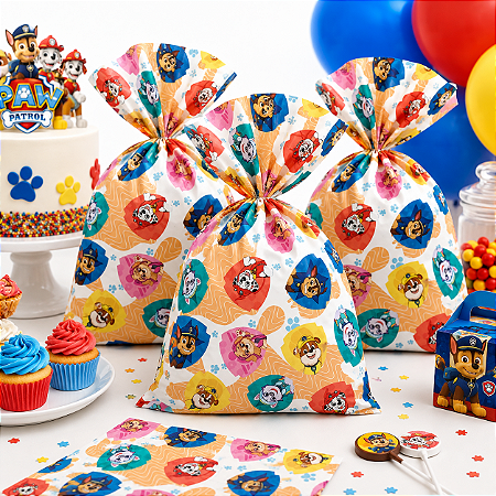 50 Sacolas Lembrancinha aniversário Patrulha Canina E decora