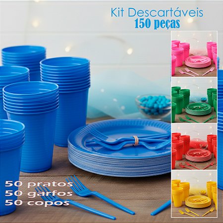 Kit Descartáveis de Sobremesa Para Festa decoração 150 Itens mais cor e resistência