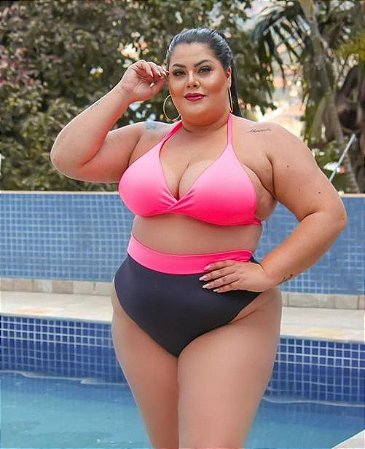 Biquíni frente única rosa