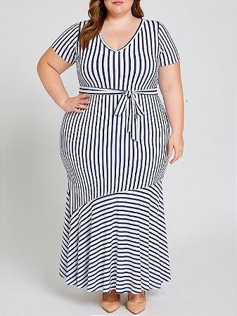 Vestido longo listrado