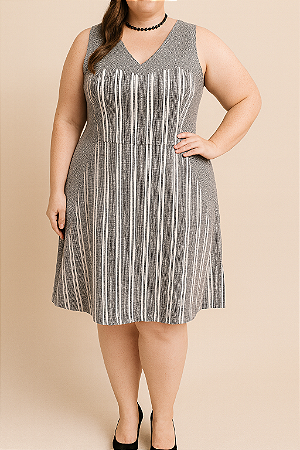 Vestido cinza listrado
