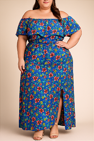 Vestido azul florido