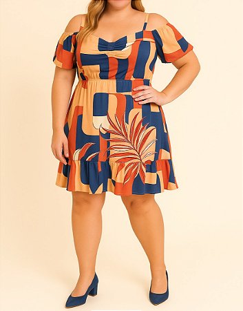 Vestido ombro a ombro colorido