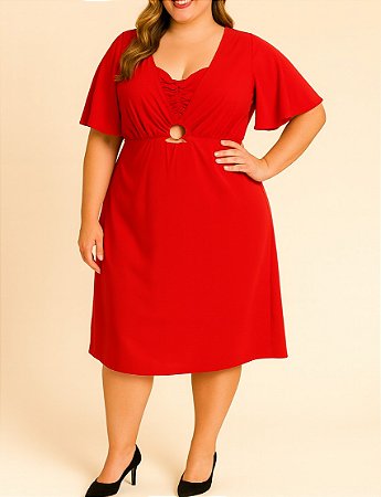 Vestido vermelho mangas