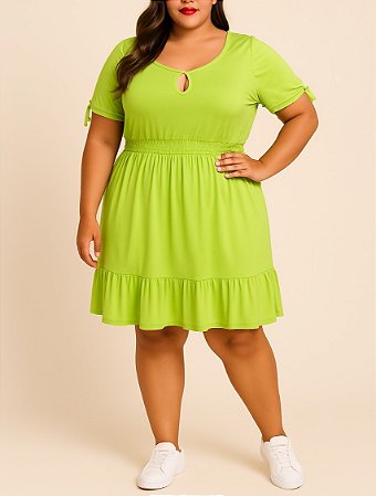 Vestido verde neon de mangas