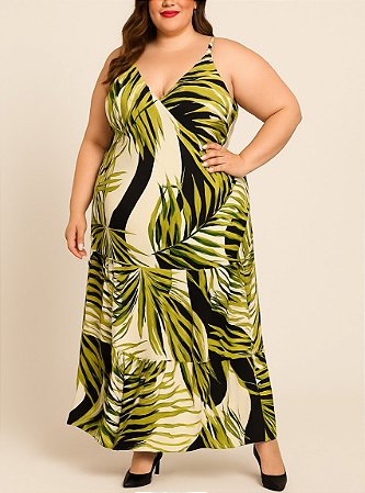 Vestido folhagem longo