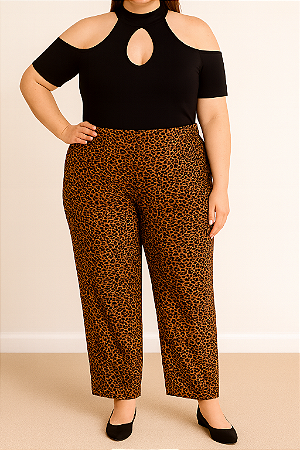 Calça pantalona animal print