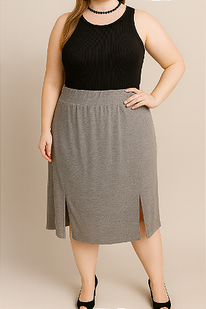 Saia cinza com fenda