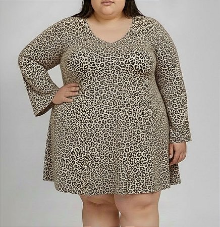 Vestido animal print manga longa