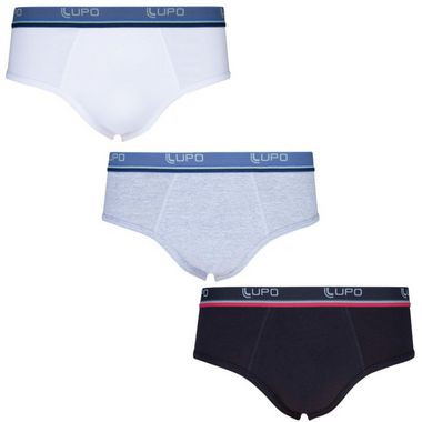 Cueca Lupo Slip Kit com 3 Unidades - Algodão com Elastano (Adulto) - 00524-089