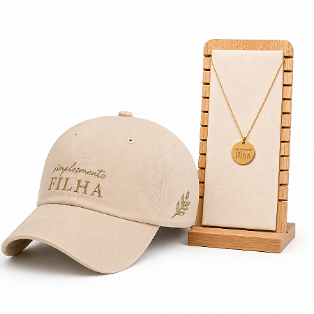 Kit Simplesmente Filha | Boné Dad Hat + Colar com Pingente