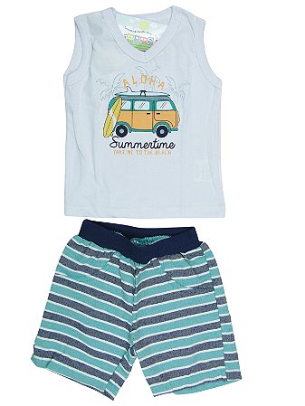 Conjunto Menino Shorts e camiseta regata Aloha - Tamanho 3-6 Meses - Roupa  Infantil - Turminha do Barulho Store