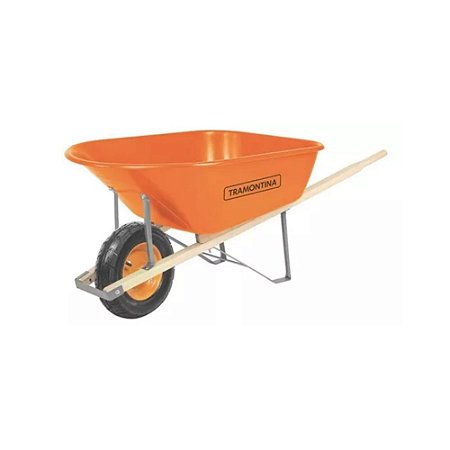 CARRINHO DE MÃO CAÇAMBA PLÁSTICA 110 L BRAÇO DE MADEIRA - TRAMONTINA