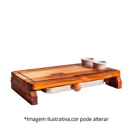 TÁBUA EM MADEIRATECA C/BANDEJA MINI+02 RAMEQUINS-39 X 23 X 7CM