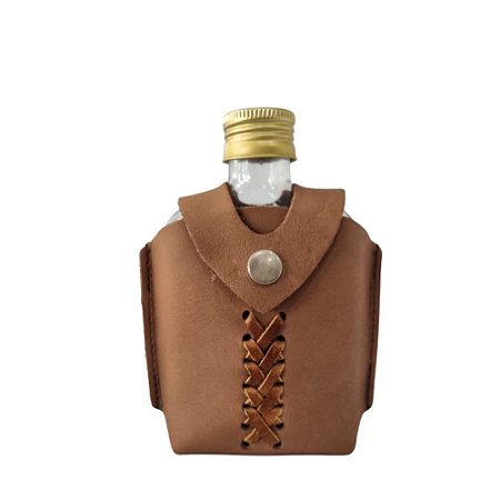 CANTIL PARA WHISKY-VIDRO E CAPA DE COURO-200ML