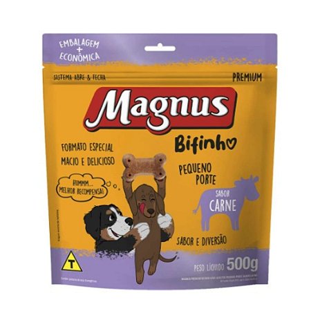 MAGNUS BIFINHO MASTIGÁVEIS PEQUENO PORTE CARNE - 500 GR