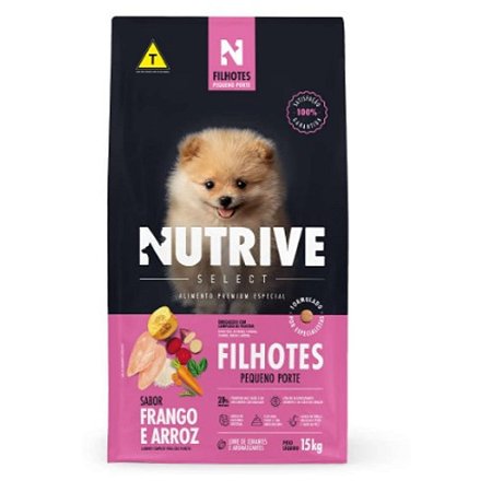 RAÇÃO NUTRIVE SELECT  FRANGO E ARROZ CÃES FILHOTES PORTE PEQUENO - 15KG