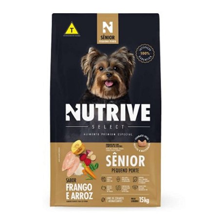 RAÇÃO NUTRIVE SELECT FRANGO E ARROZ CÃES SENIOR PORTE PEQUENO -15KG