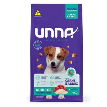 RAÇÃO UNNA CAES ADULTOS PORTE PEQUENO CARNE/ARROZ - SACO 15 KG
