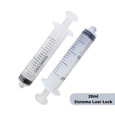 Seringa Hipodérmica Estéril Luer Lock Sem Agulha (20ml) - Uso em Bomba de Infusão