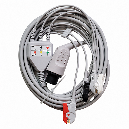 Cabo ECG 3 Vias Garra Compatível Dixtal Mindray Instramed Alfamed