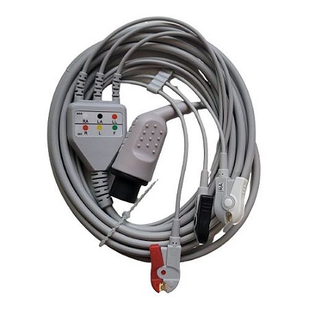 Cabo Paciente 3 Vias ECG Terminal Garra Compatível Dixtal