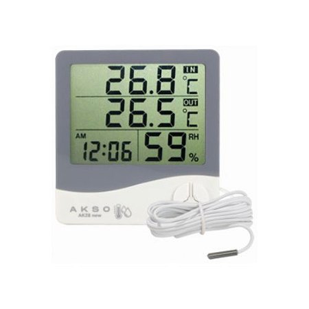 Termo-Higrômetro Digital com Sensor Externo e Relógio - AK28 new