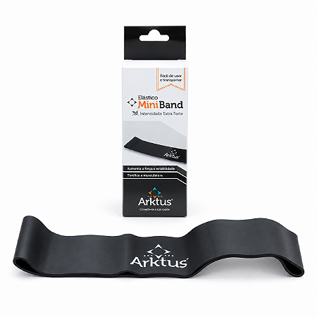 Mini Band Arktus Extra Forte Preta 25x5cm - Faixa Elástica de Látex