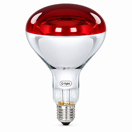 Lâmpada Infravermelho R125 150W 220V G-Light - Lente Vermelha E27