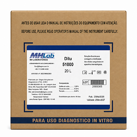 Diluente Hematológico URIT 20L – Sistemas 3 e 5 Partes