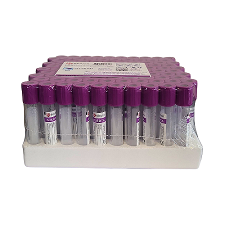 Tubo para Coleta de Sangue 4mL EDTA K3 com 100un Vacutube