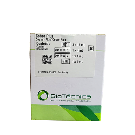 Kit Cobre Plus Biotécnica 3x15mL - Determinação Direta (Inclui Controles)