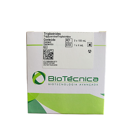 Kit Triglicérides Biotécnica 2x100mL - Método Enzimático Colorimétrico