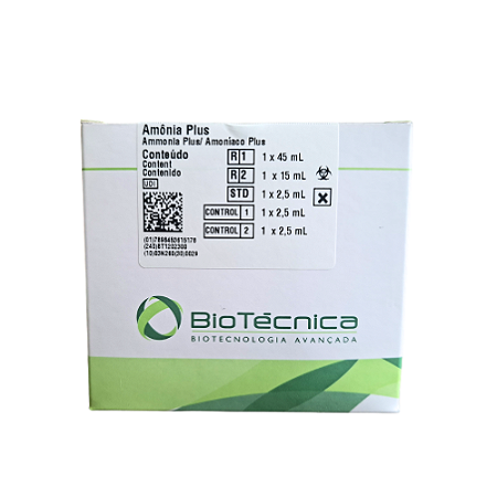 Amônia Plus Biotécnica 1x60mL Enzimático (Inclui Controles e Calibrador)