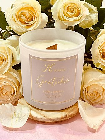 Vela Gratidão Flores Brancas