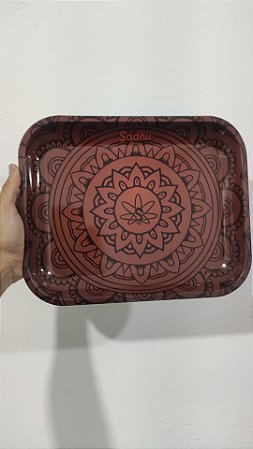 BANDEJA SADHU GRANDE MARROM  34 X 27 CM