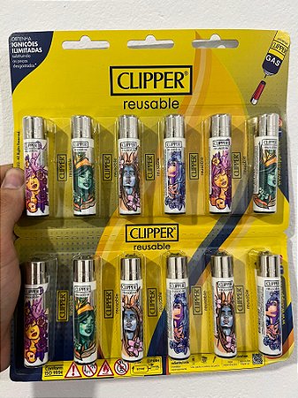 Cartela C/12 Isqueiro Clipper Grande MODELO DEUSA
