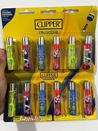 Cartela C/12 Isqueiro Clipper Grande MODELO flora