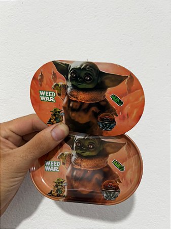 BANDEJA PEQUENA METAL COM TAMPA DE IMÃ MODELO STAR WARS LARANJA