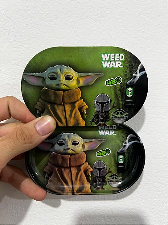 BANDEJA PEQUENA METAL COM TAMPA DE IMÃ MODELO STAR WARS VERDE