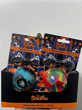 KIT CUIA DE SILICONE + TESOURA METAL SADHU - CORES DIVERSAS