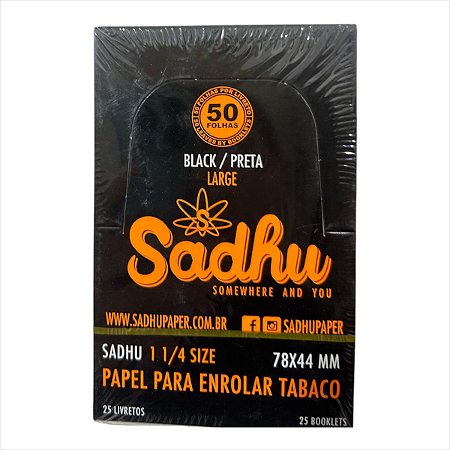SEDA SADHU ORIGINAL BLACK LARGE pequena com 25 livretos de 50 folhas