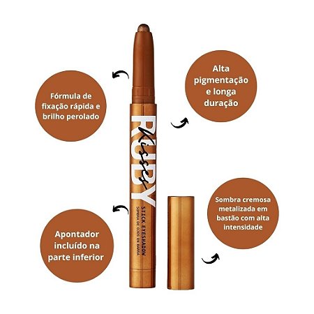 Sombra em Bastão Stick Eyeshadow - Cor Bronze - Ruby Kisses
