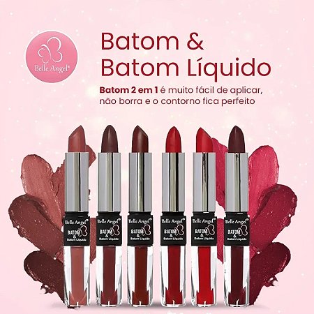 Batom & Batom Liquido 2 em 1 Belle Angel - 02 - Belle Angel
