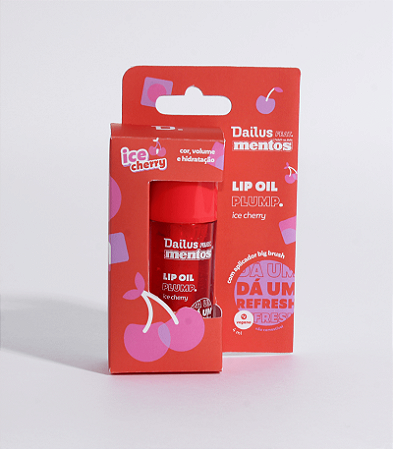 Lip Oil Plump Efeito Volume Ice Cherry - Dailus feat. Mentos