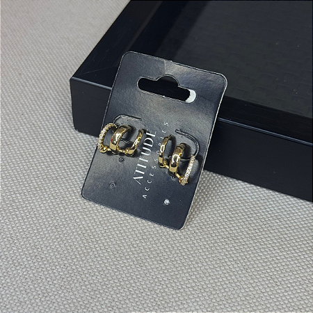 Trio de Mini Argolinhas Cor: Dourada