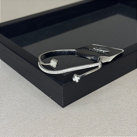 Bracelete Trevo Duplo Brilhos AC Cor: Branco