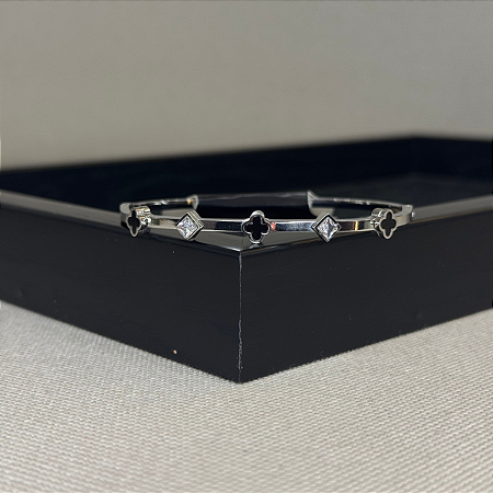 Bracelete Trevo Duplo Brilhos AC Cor: Preto