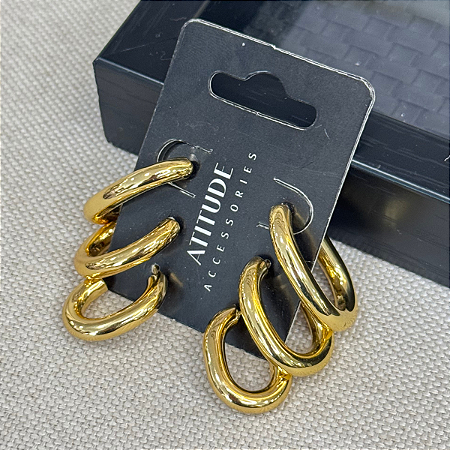 Brinco Trio Argola Cor: Dourado